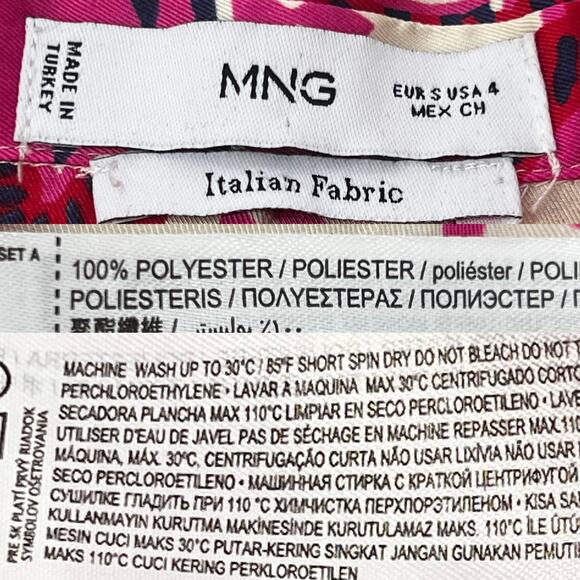 MANGO Printed Lapels Shirt Double Breasted Blouse Fuchsia Pink size 4 - Picture 12 of 13